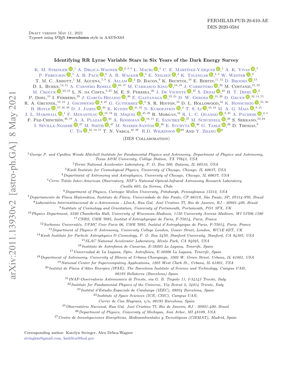 Arxiv:2011.13930V2 [Astro-Ph.GA] 8 May 2021 21INAF-Osservatorio Astronomico Di Trieste, Via G