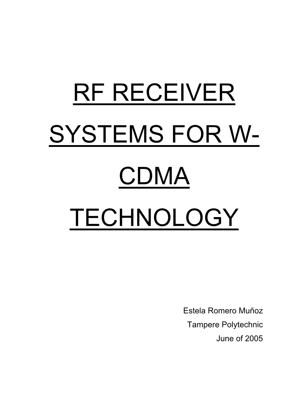 RF Receiver Systems for W-CDMA Technology