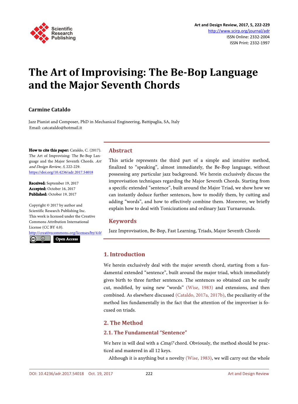 The Art of Improvising: the Be-Bop Language and the Major Seventh Chords