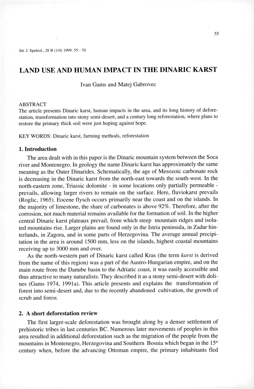 Land Use and Human Impact in the Dinaric Karst