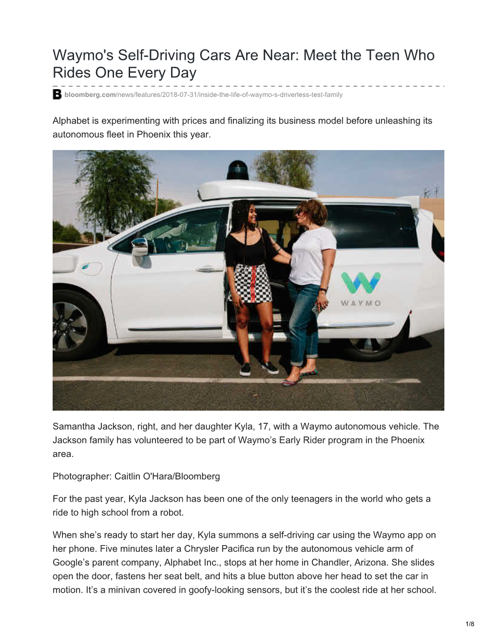 Waymo's Self-Driving Cars Are Near: Meet the Teen Who Rides One Every Day