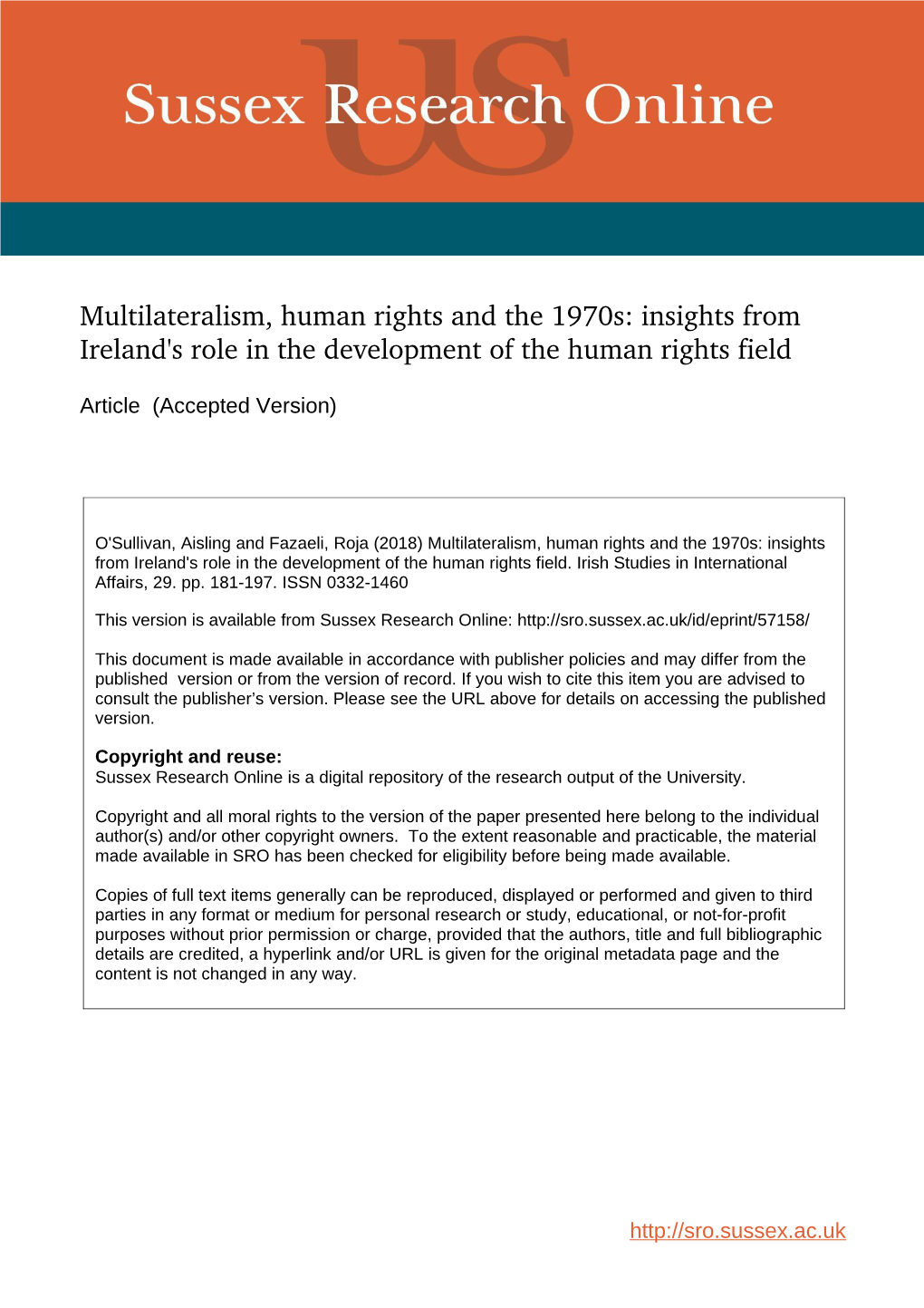 Insights from Ireland's Role in the Development of the Human Rights Field