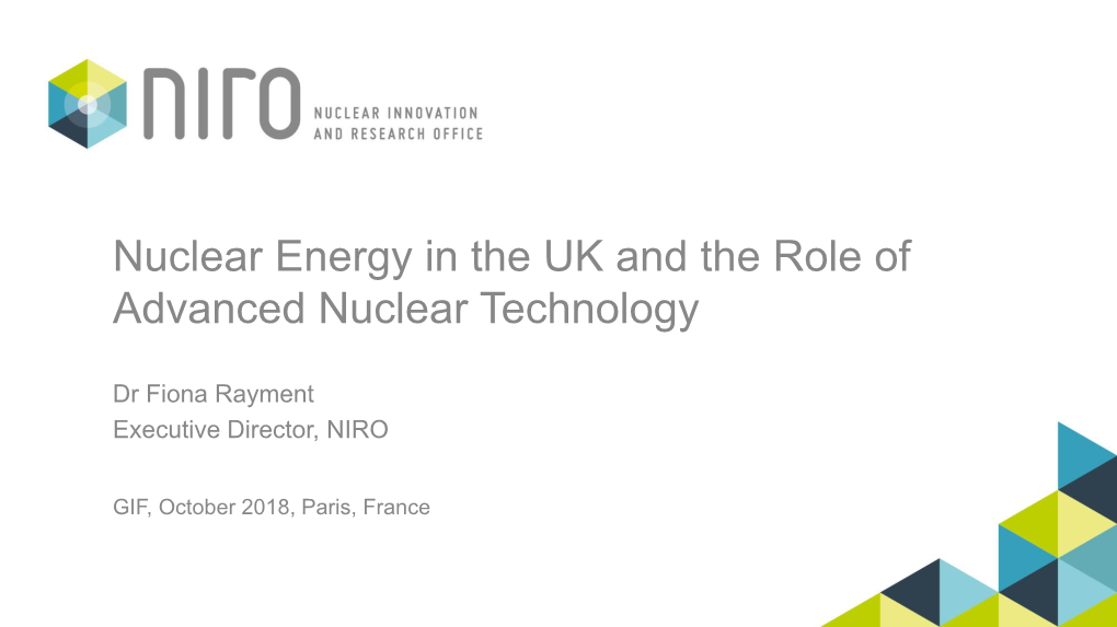 Nuclear Energy in the UK and the Role of Advanced Nuclear Technology