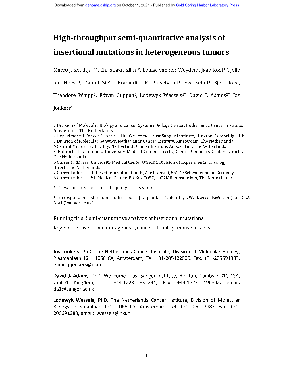 High-Throughput Semi-Quantitative Analysis of Insertional Mutations in Heterogeneous Tumors