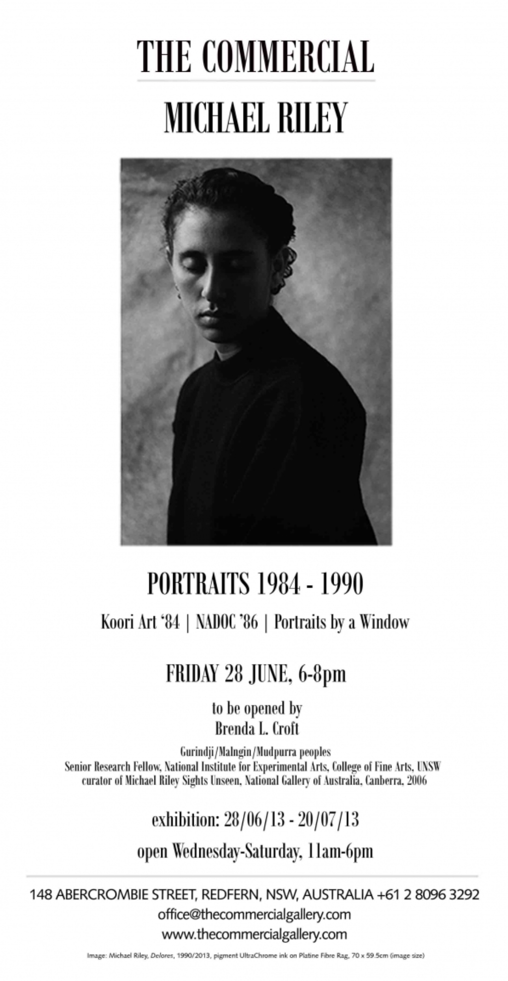 ANNOUNCEMENT: the Commercial Gallery Representing the Estate of Michael Riley | Michael Riley Portraits 1984-1990 | Opening Frid