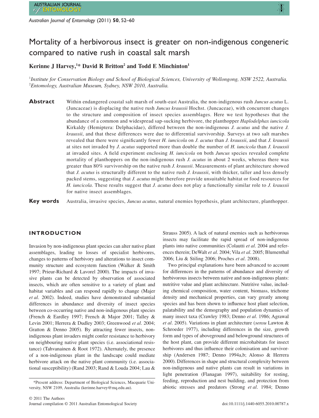 Mortality of a Herbivorous Insect Is Greater on Nonindigenous