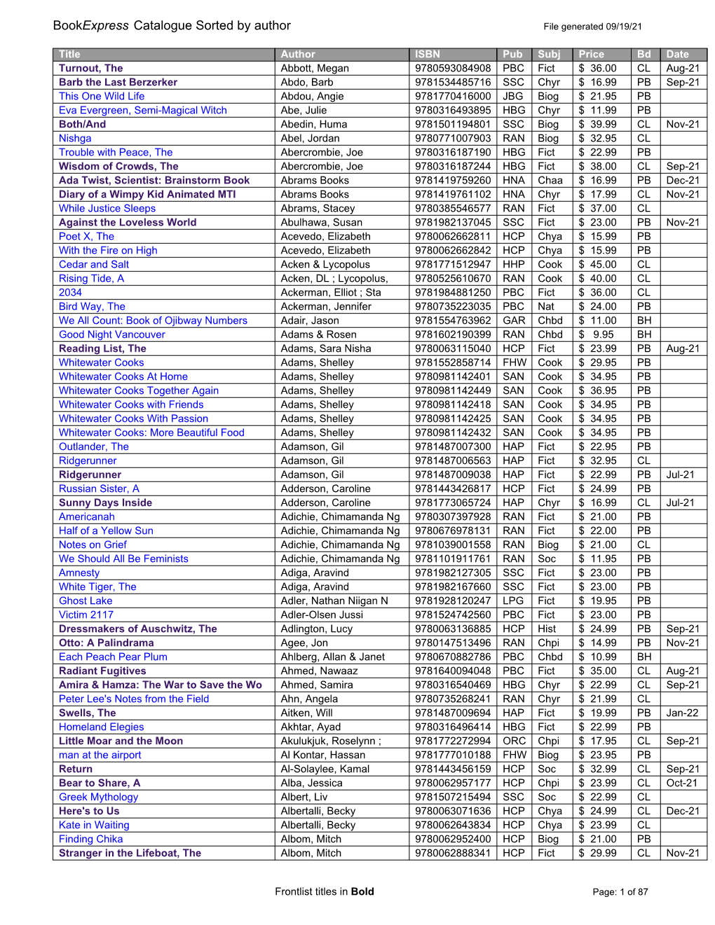 Book Express Catalogue