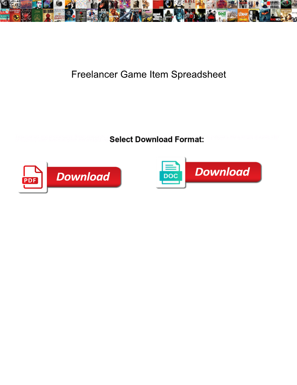 Freelancer Game Item Spreadsheet