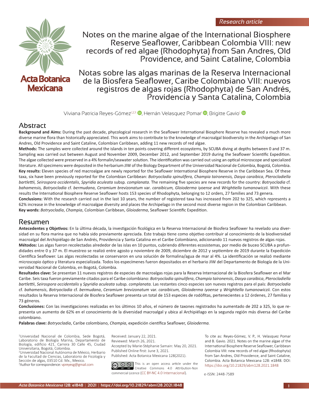 Notes on the Marine Algae of the International Biosphere Reserve Seaflower, Caribbean Colombia VIII: New Records of Red Algae (R