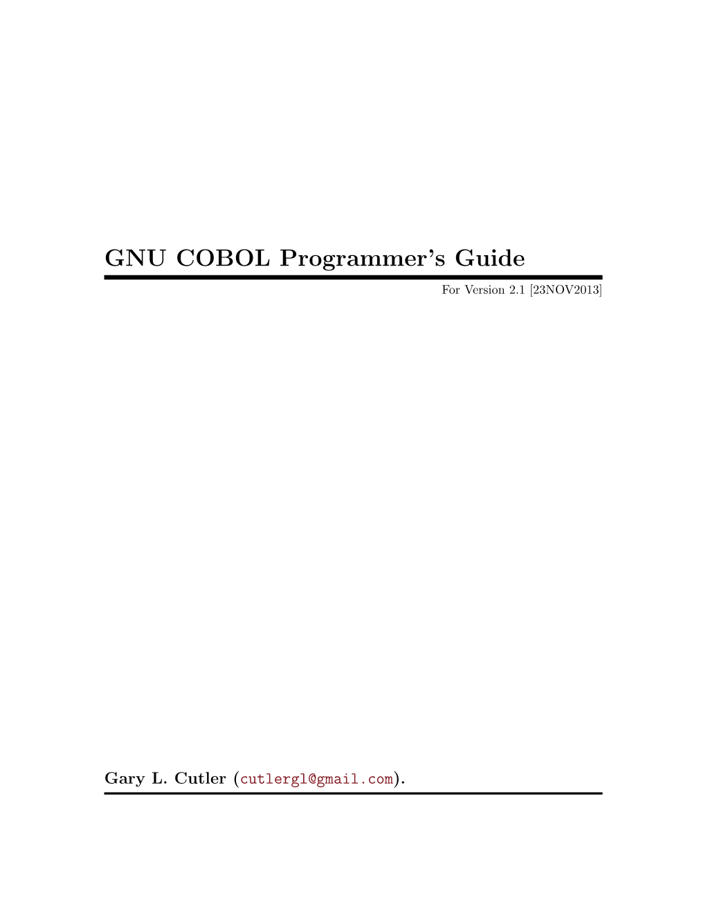 GNU COBOL Programmer's Guide