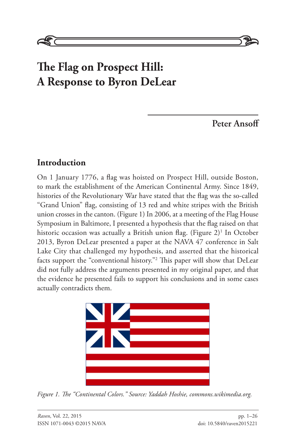 The Flag on Prospect Hill: a Response to Byron Delear