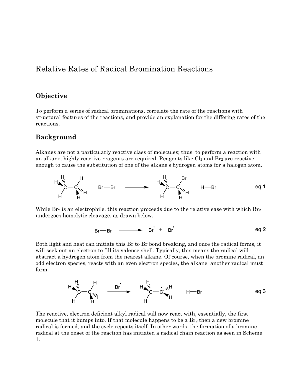 Relative Rates of Radical Bromination Reactions