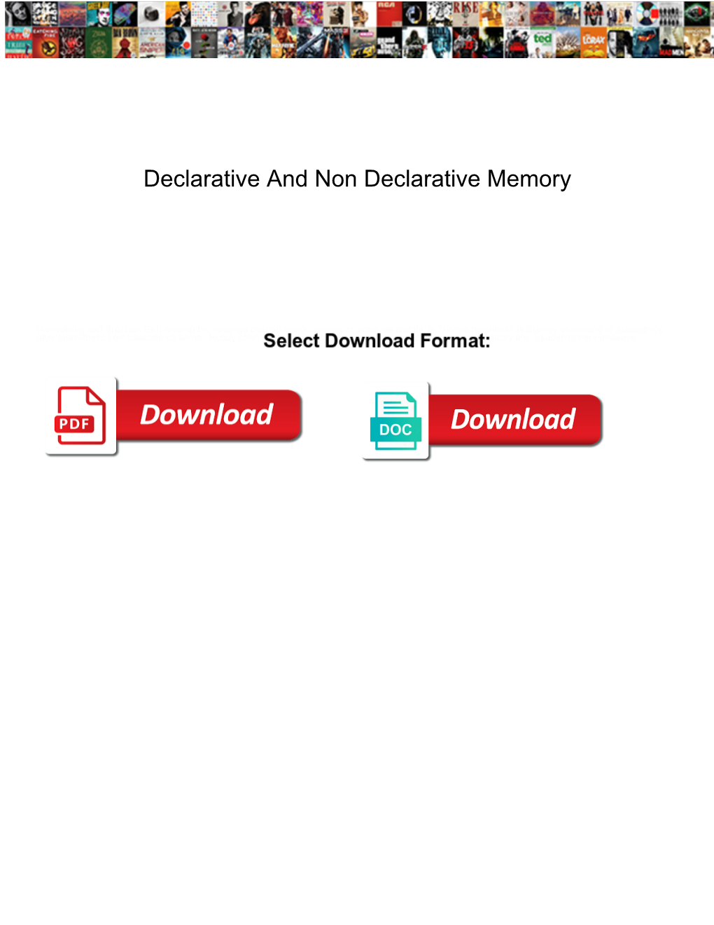 Declarative and Non Declarative Memory