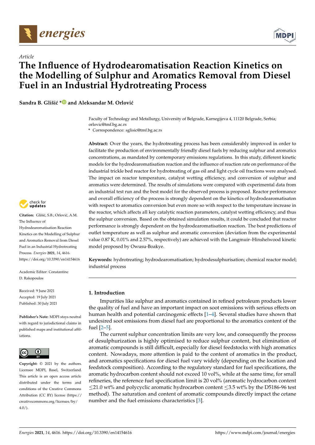 The Influence of Hydrodearomatisation Reaction