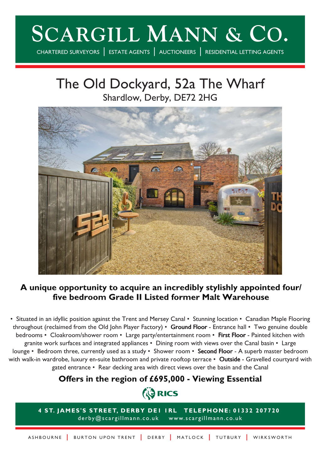 The Old Dockyard, 52A the Wharf Shardlow, Derby, DE72 2HG