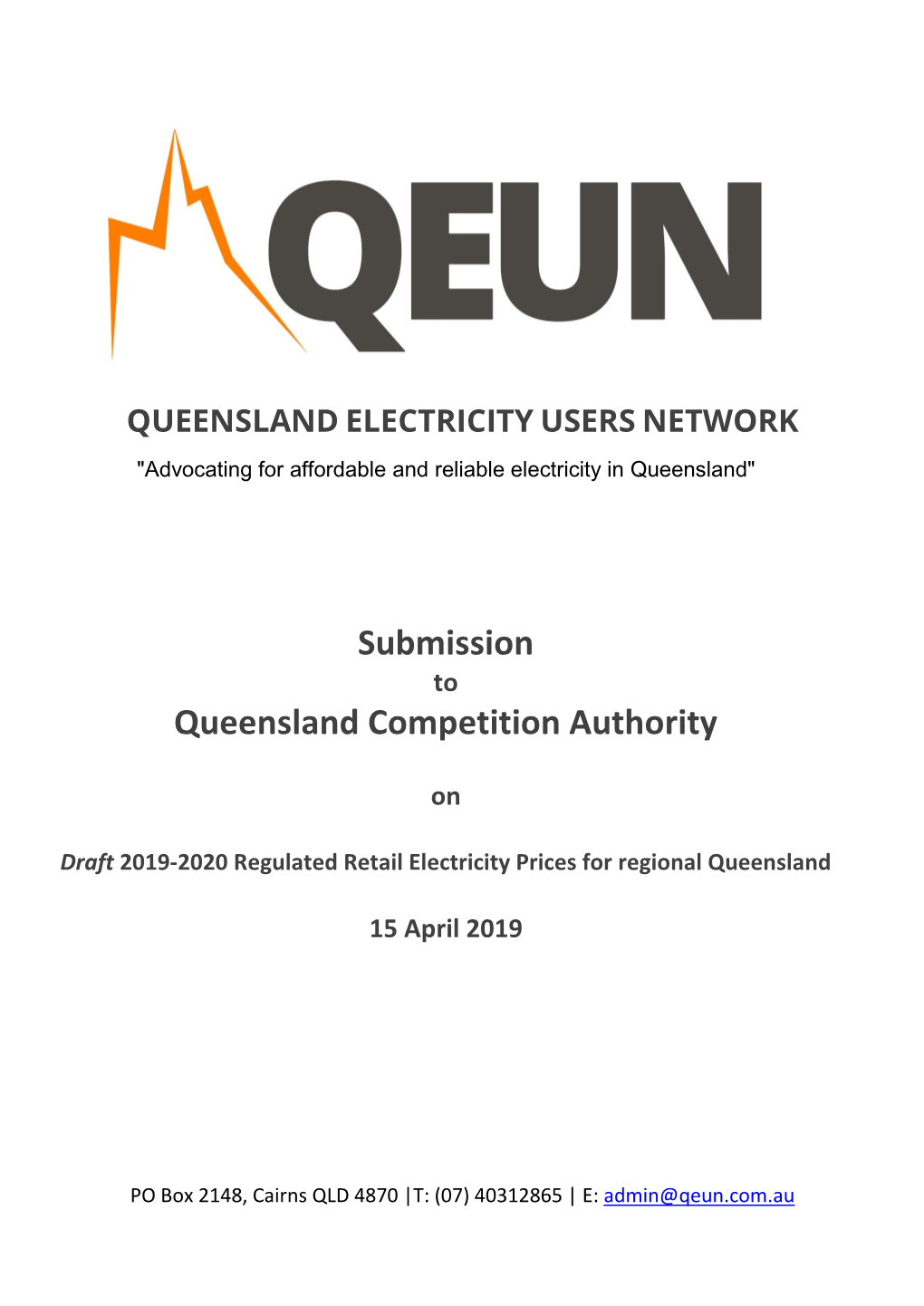 QCA Draft 2019-2020 Regulated Retail Electricity Prices