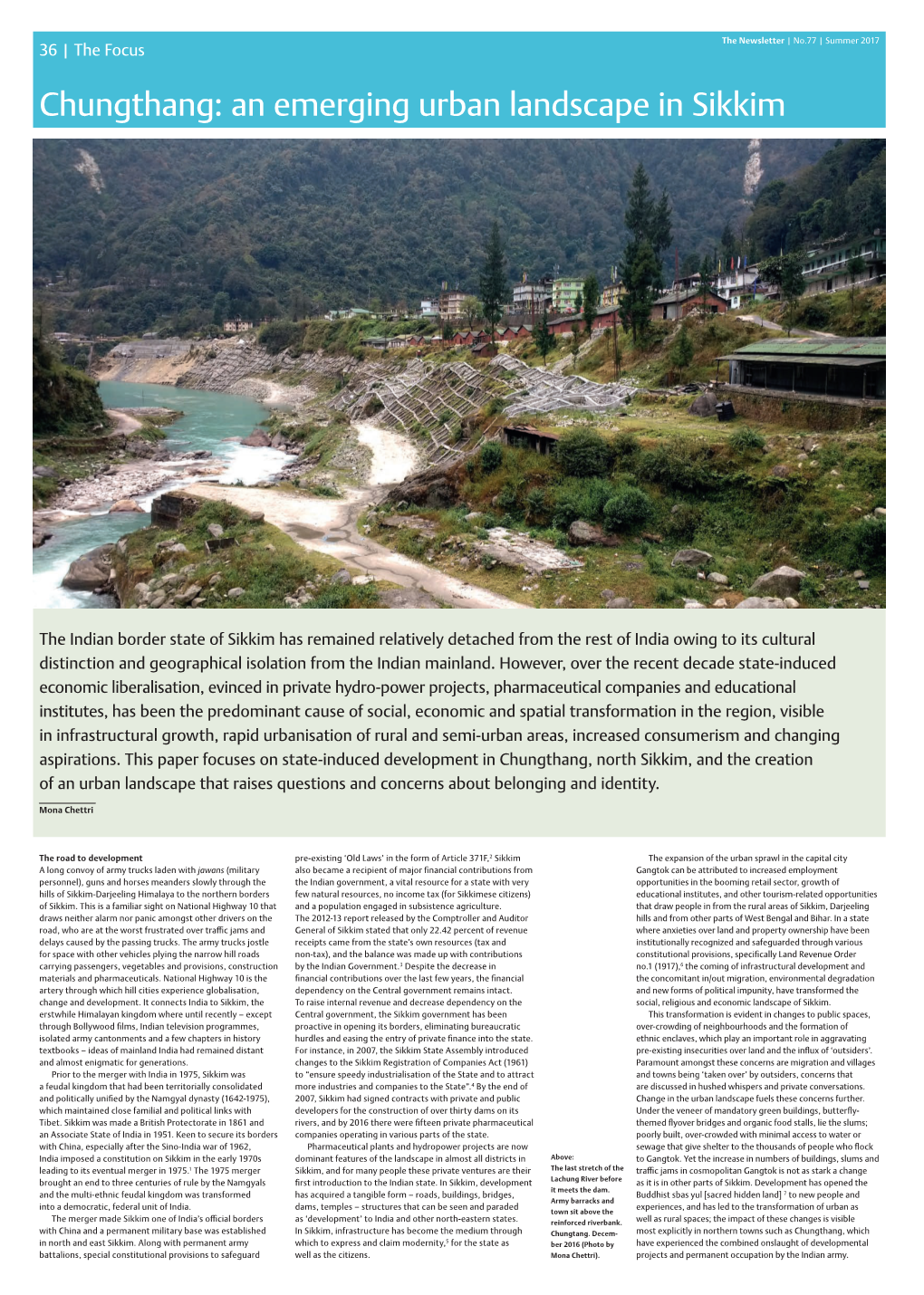 Chungthang: an Emerging Urban Landscape in Sikkim