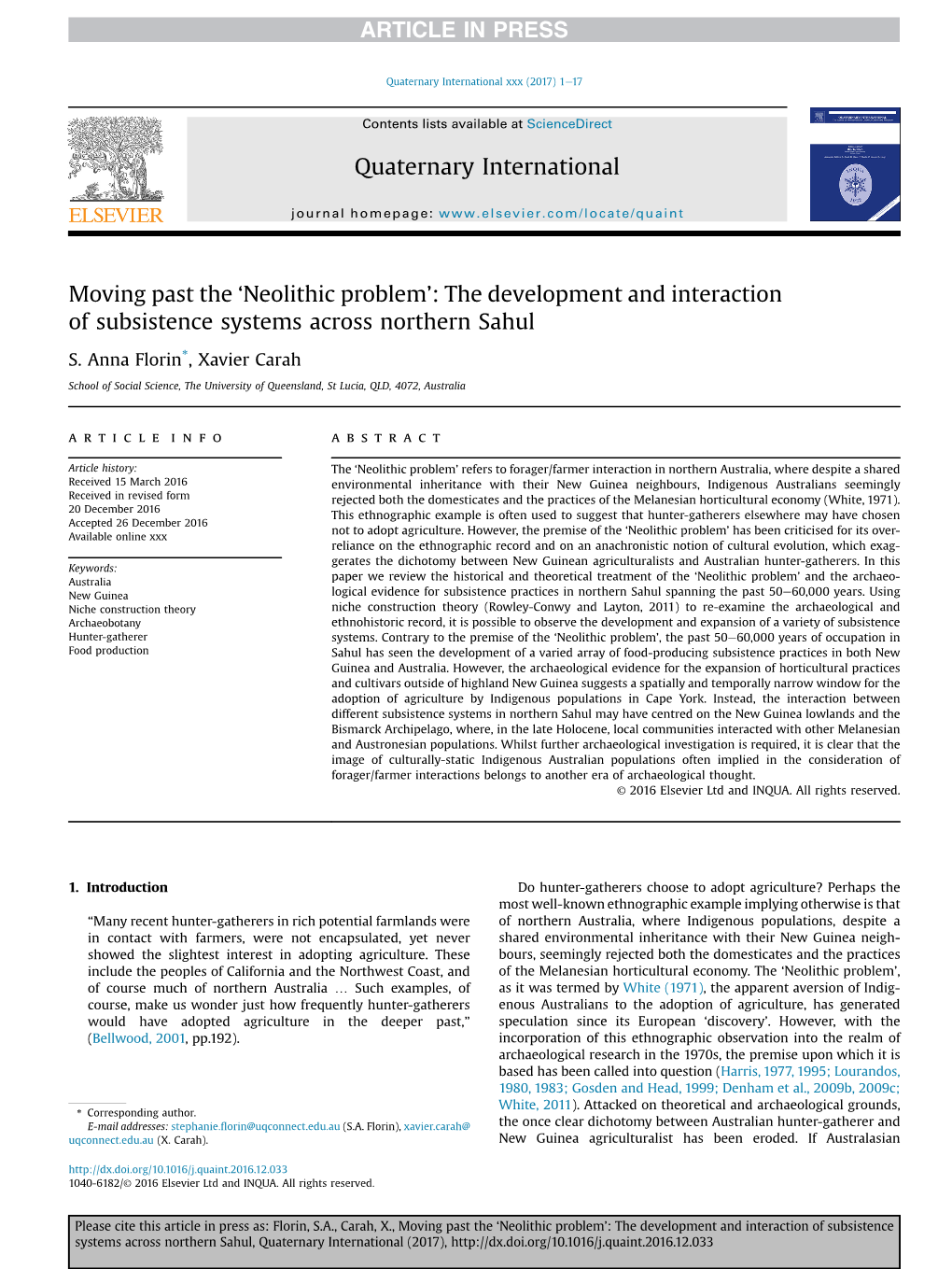 Neolithic Problem': the Development and Interaction of Subsistence