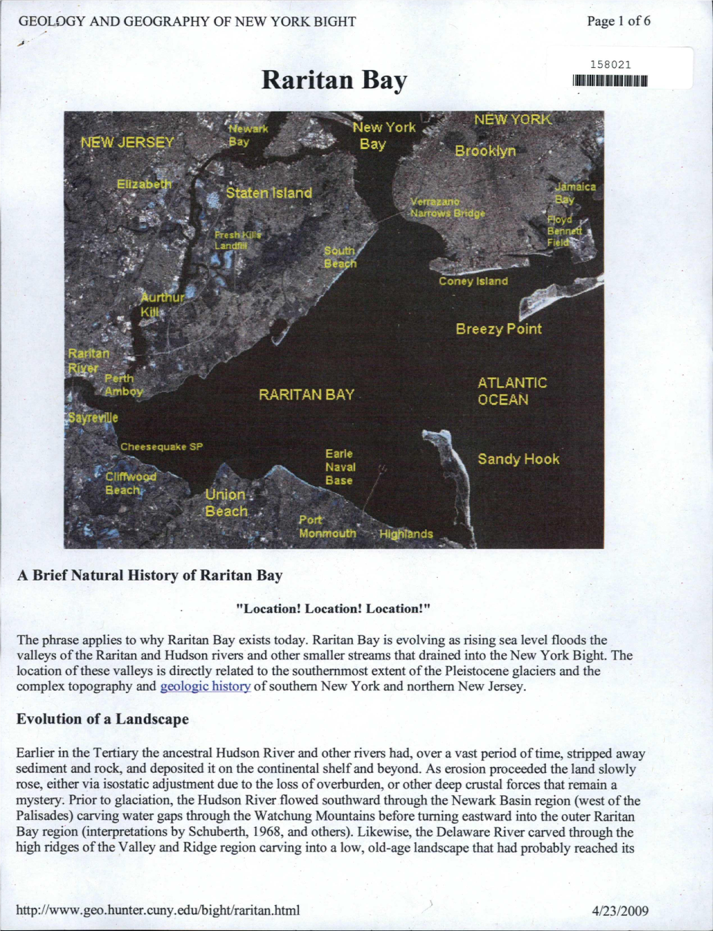 A Brief Natural History of Raritan Bay