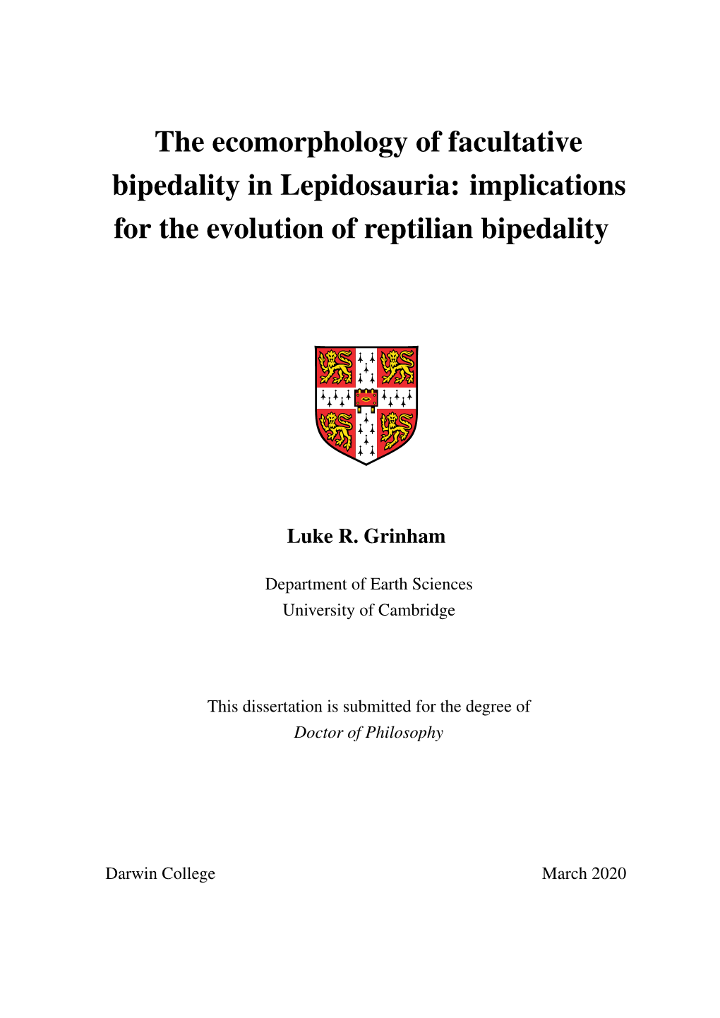 The Ecomorphology of Facultative Bipedality in Lepidosauria: Implications for the Evolution of Reptilian Bipedality