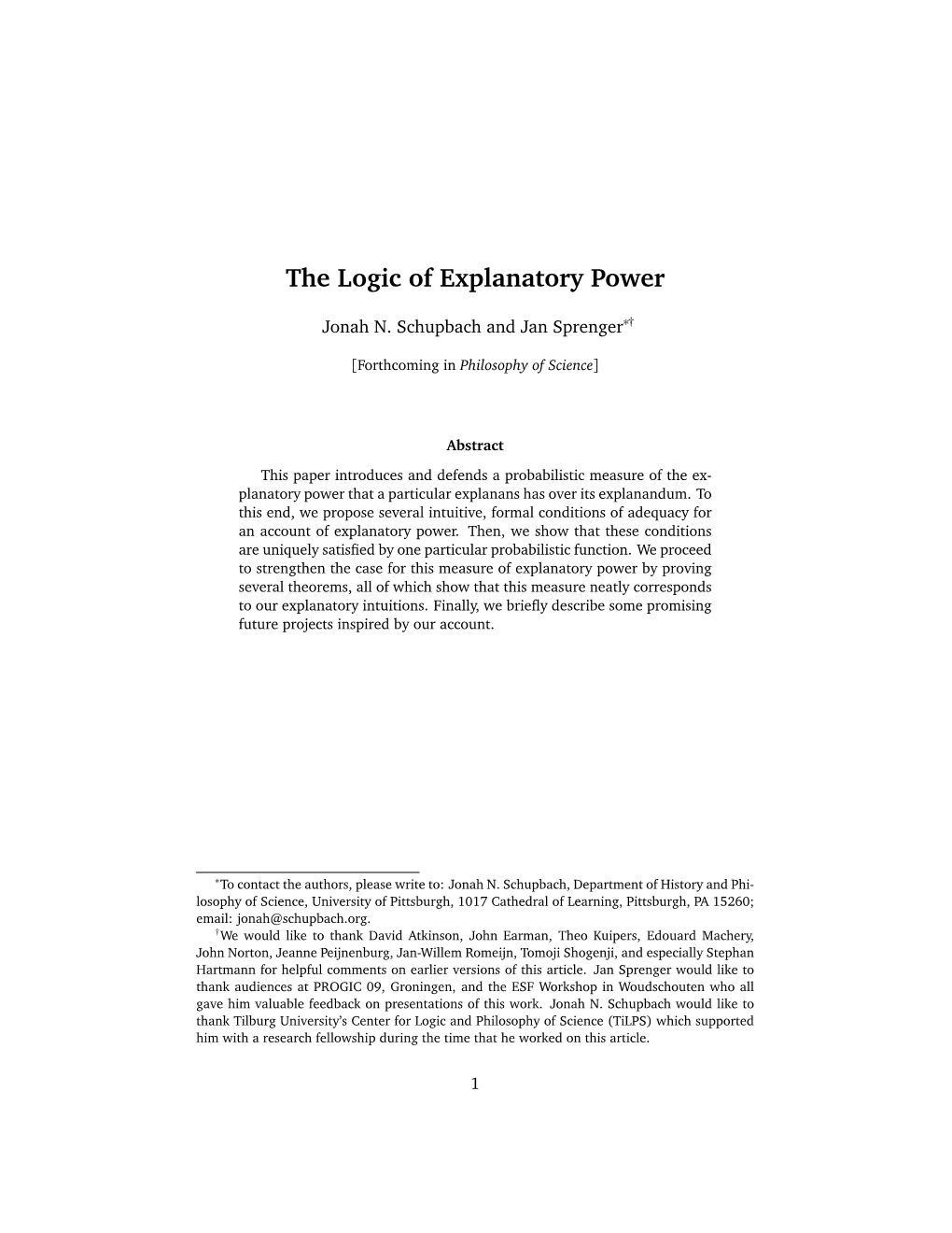 The Logic of Explanatory Power