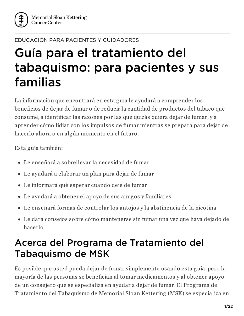 Guía Para El Tratamiento Del Tabaquismo: Para Pacientes Y Sus Familias