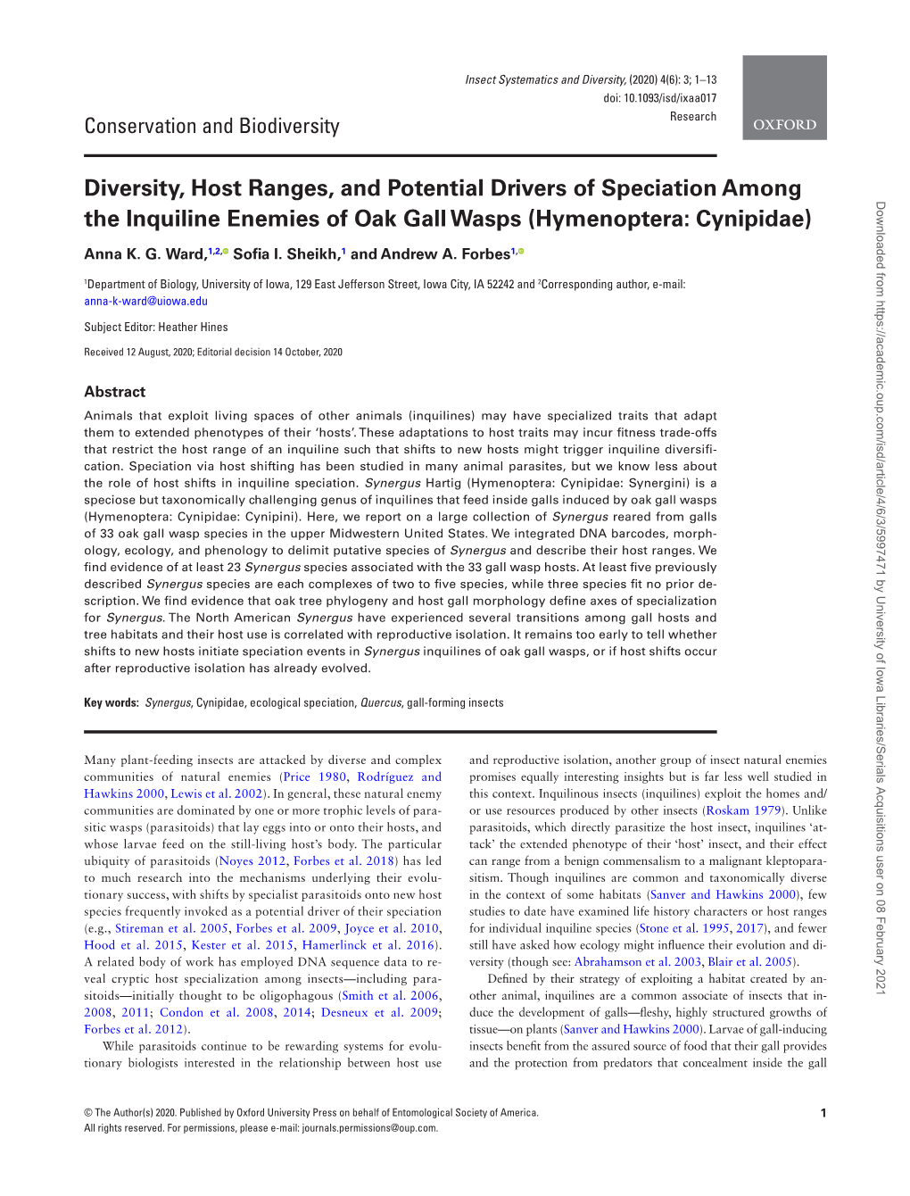 Diversity, Host Ranges, and Potential Drivers Of