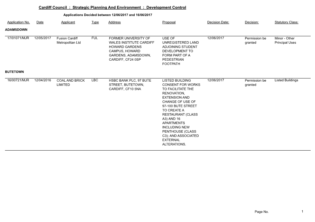 Strategic Planning and Environment : Development Control