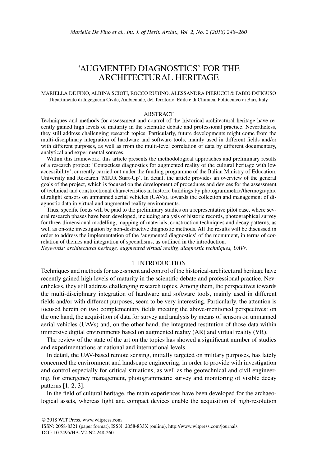 'Augmented Diagnostics' for the Architectural Heritage