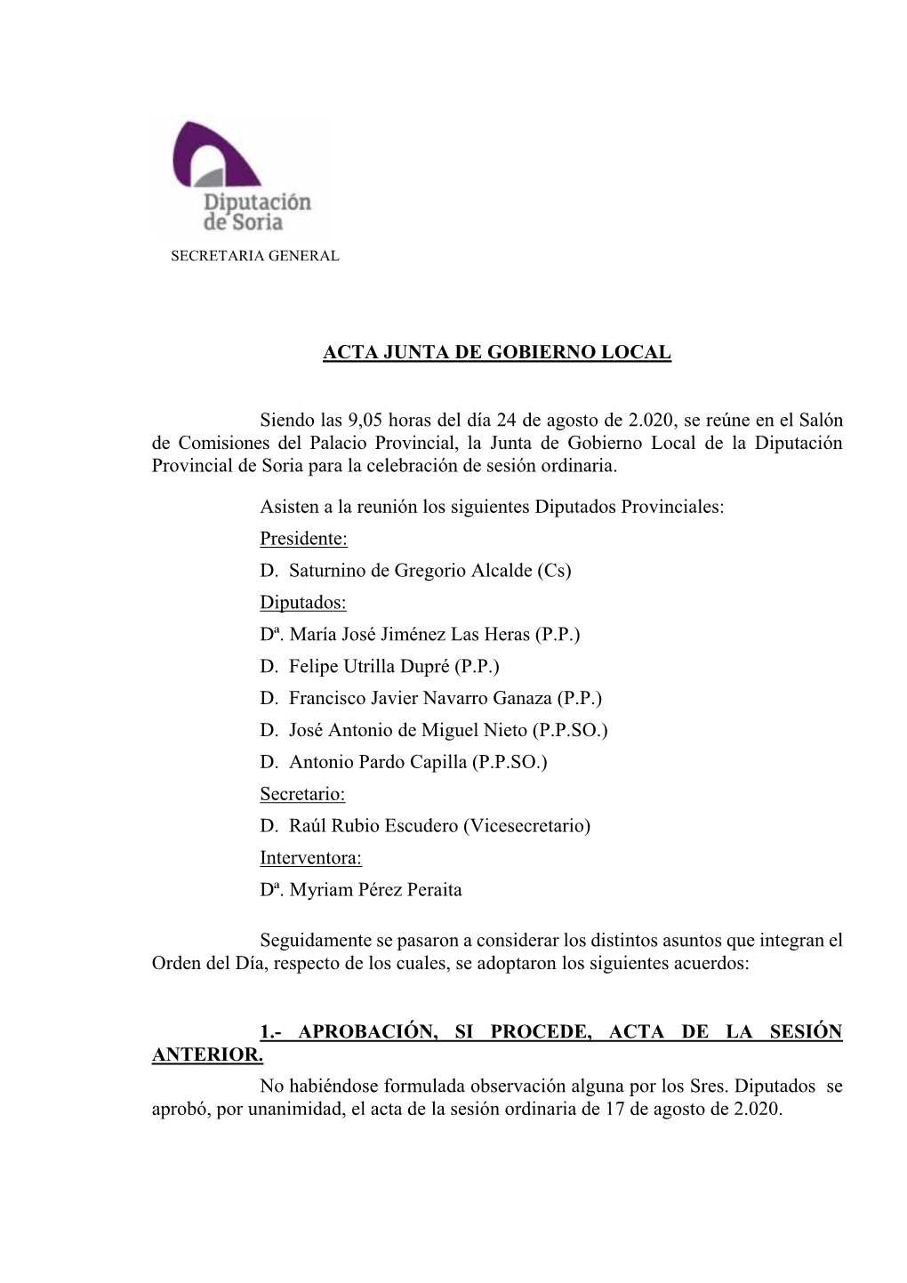 Acta Junta De Gobierno Local