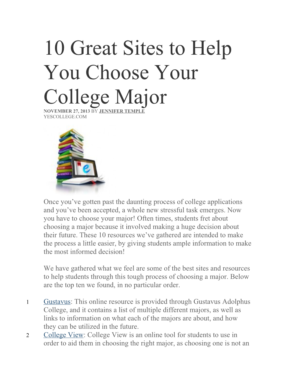 10 Great Sites to Help You Choose Your College Major