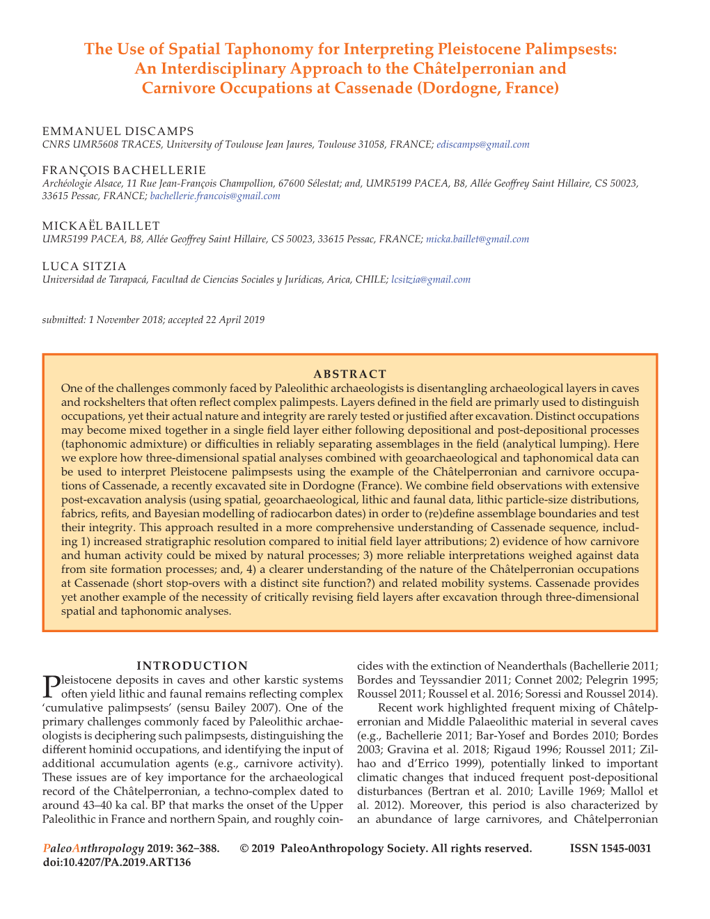 The Use of Spatial Taphonomy for Interpreting Pleistocene