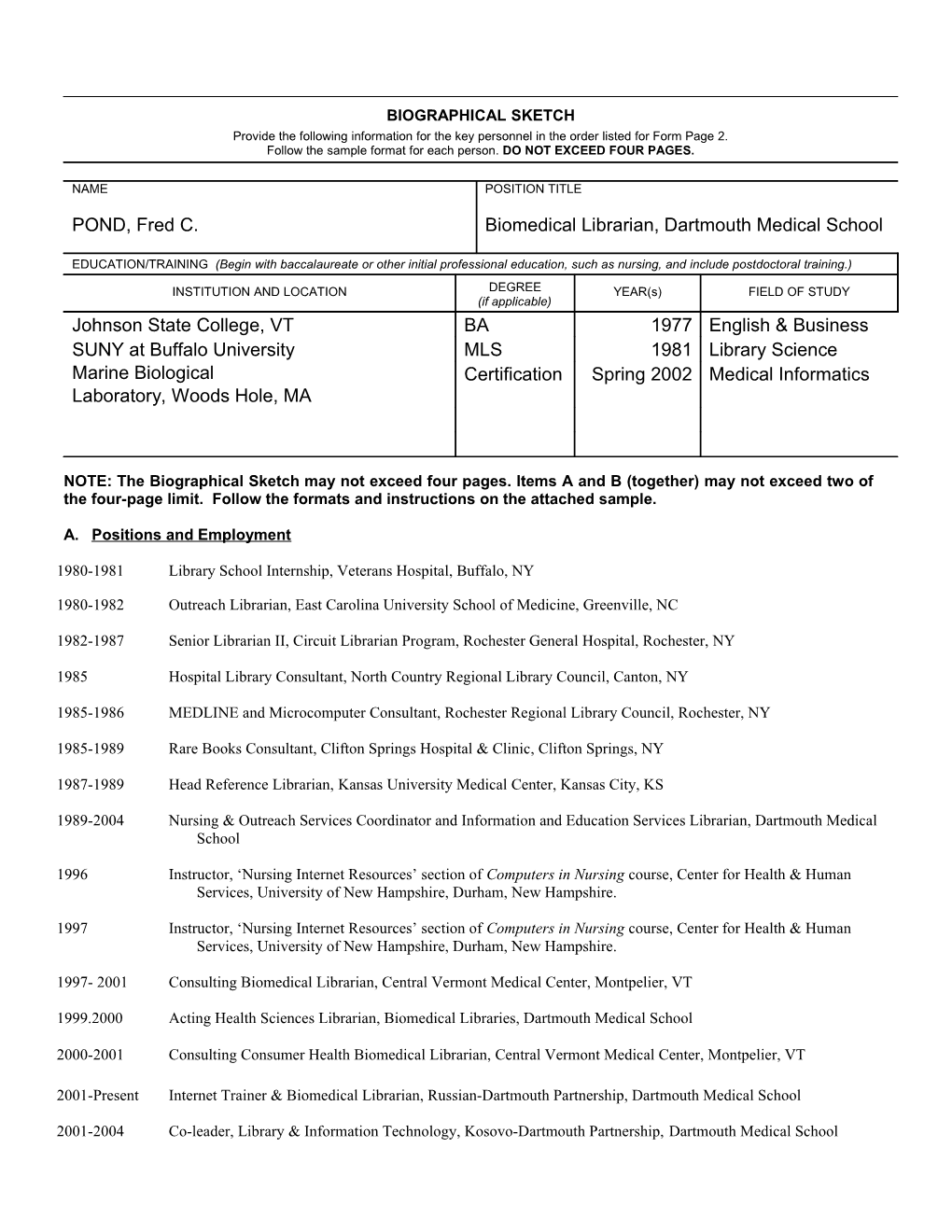 A. Positions and Employment