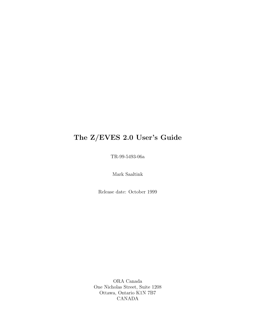 The Z/EVES 2.0 User's Guide