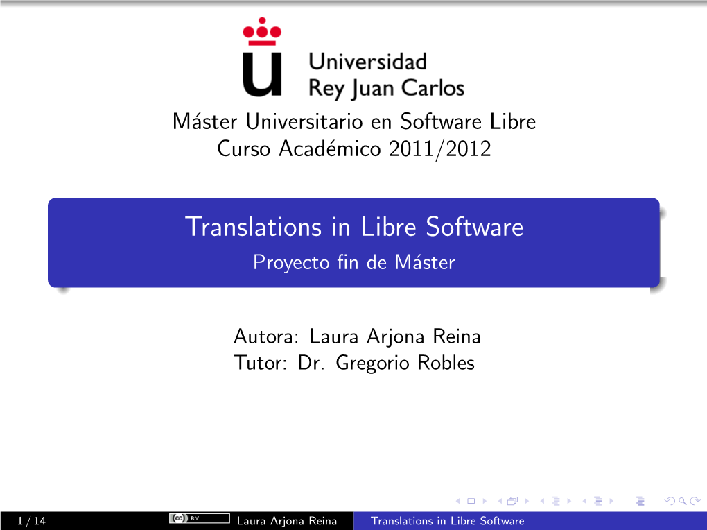 Translations in Libre Software Proyecto ﬁn De M´Aster