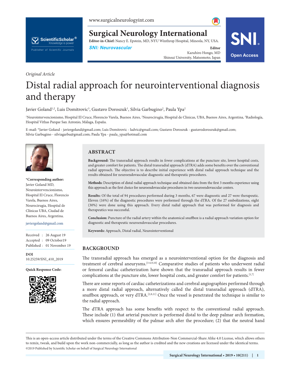 Distal Radial Approach for Neurointerventional Diagnosis And