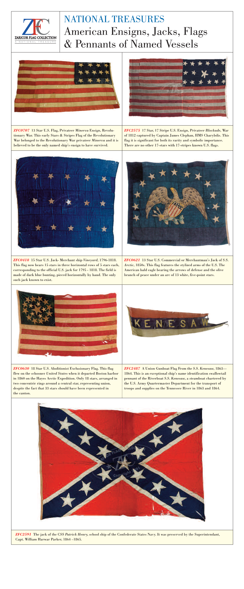 American Ensigns, Jacks, Flags & Pennants of Named Vessels