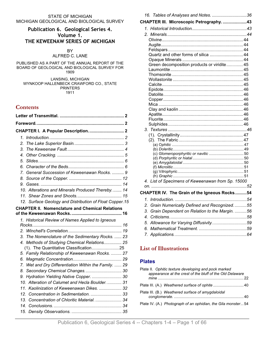 Publication 6. Geological Series 4. Volume 1. the KEWEENAW