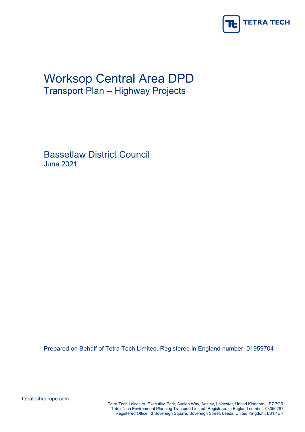 Worksop Central Area DPD Transport Plan – Highway Projects