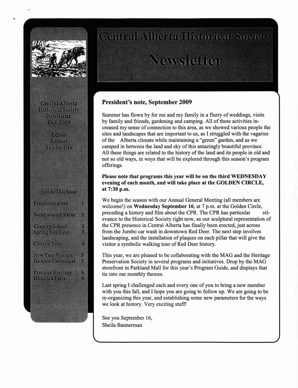 President's Note, September 2009