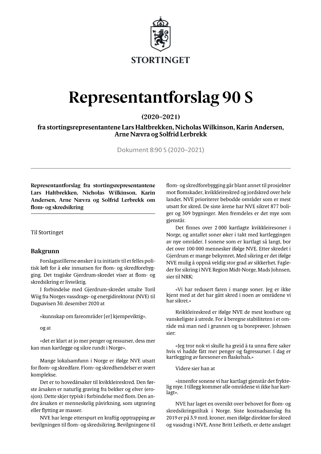 Representantforslag 90 S