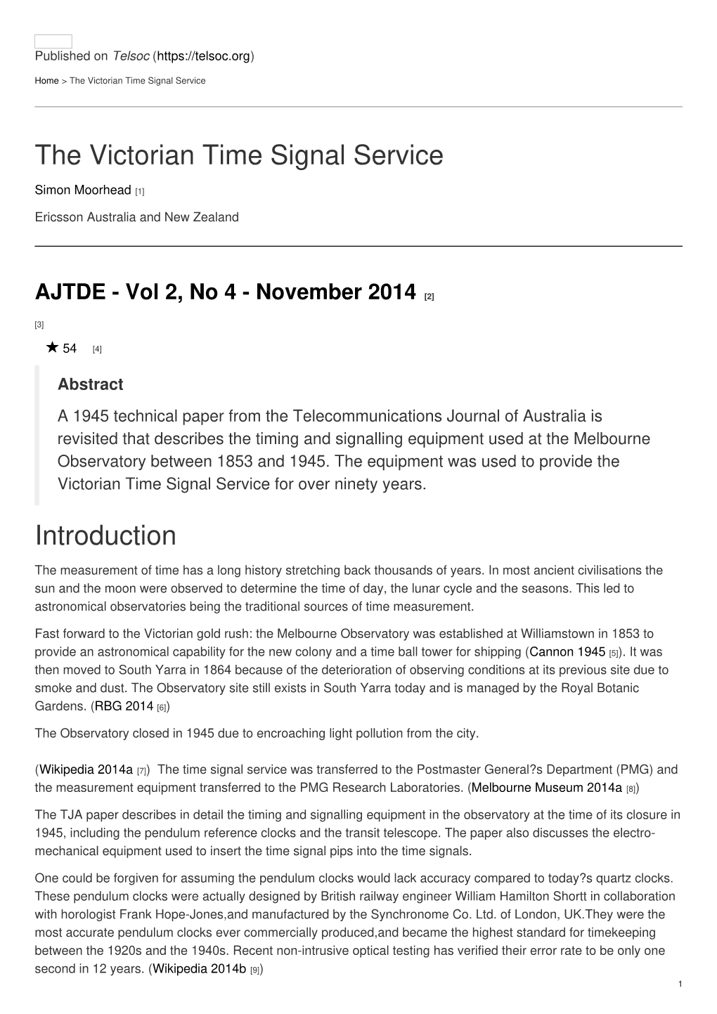 The Victorian Time Signal Service