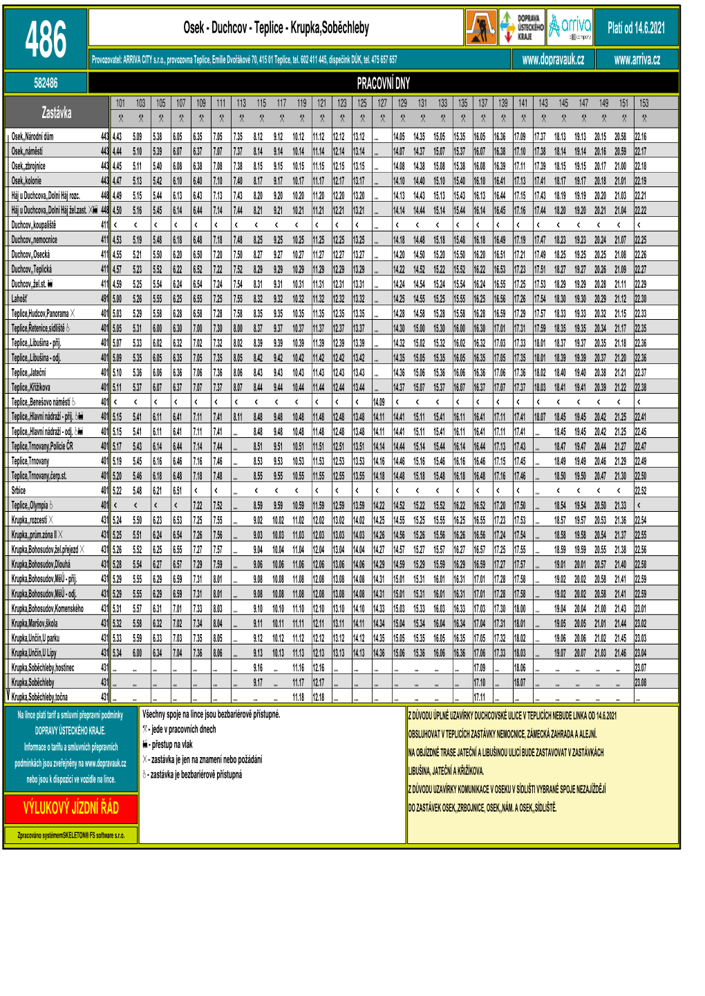 Teplice - Krupka,Sob Ěchleby Platí Od 14.6.2021