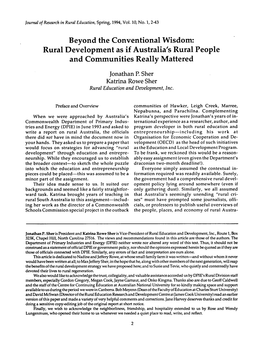 Rural Development As If Australia's Rural People and Communities Really Mattered