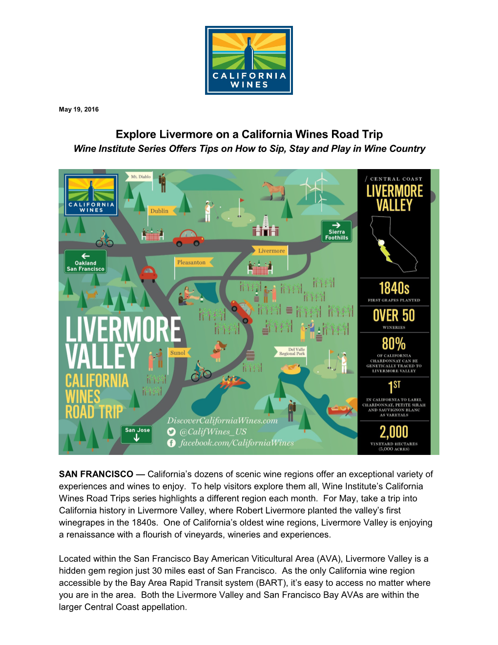 Explore Livermore on a California Wines Road Trip Wine Institute Series Offers Tips on How to Sip, Stay and Play in Wine Country