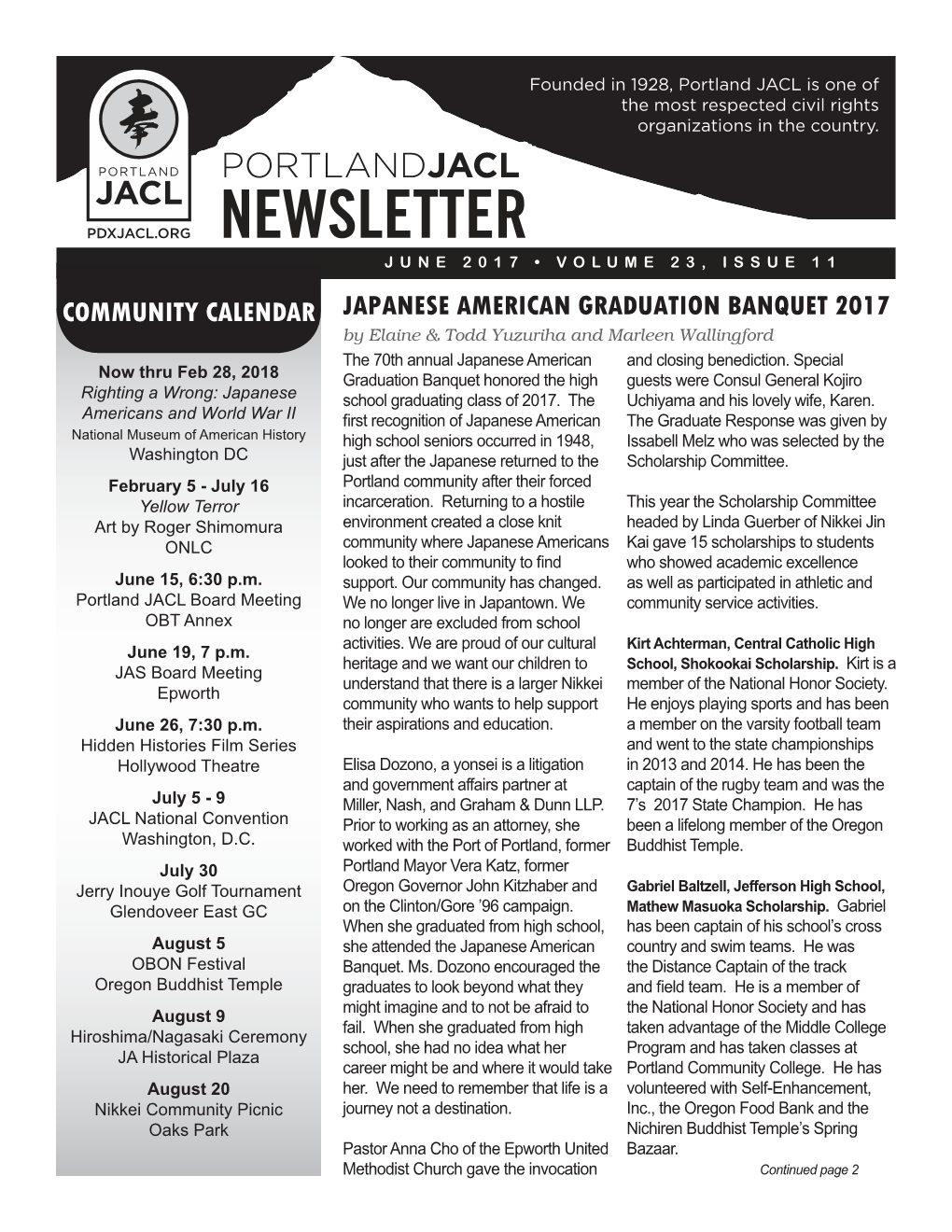 Community Calendar Japanese American