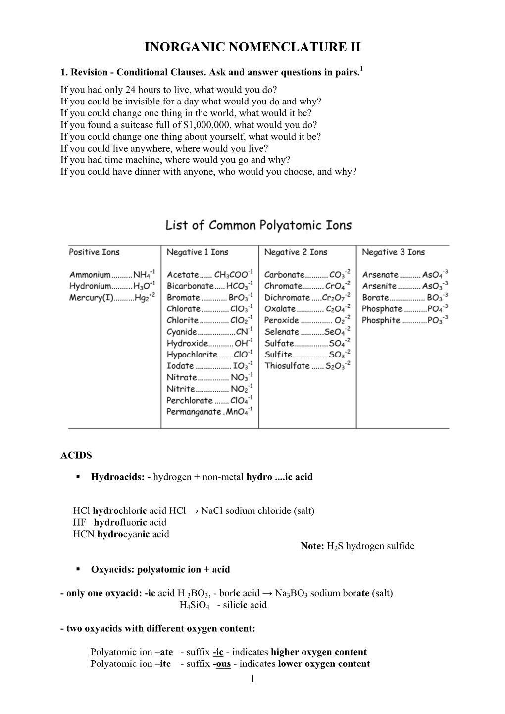 Inorganic Nomenclature