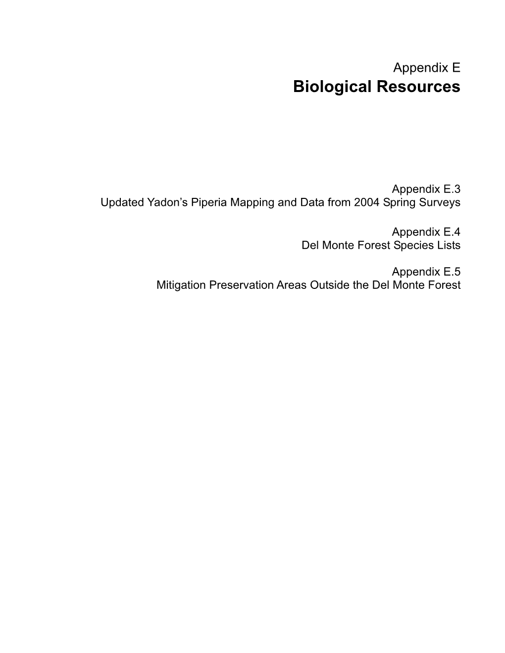 Appendix E Biological Resources