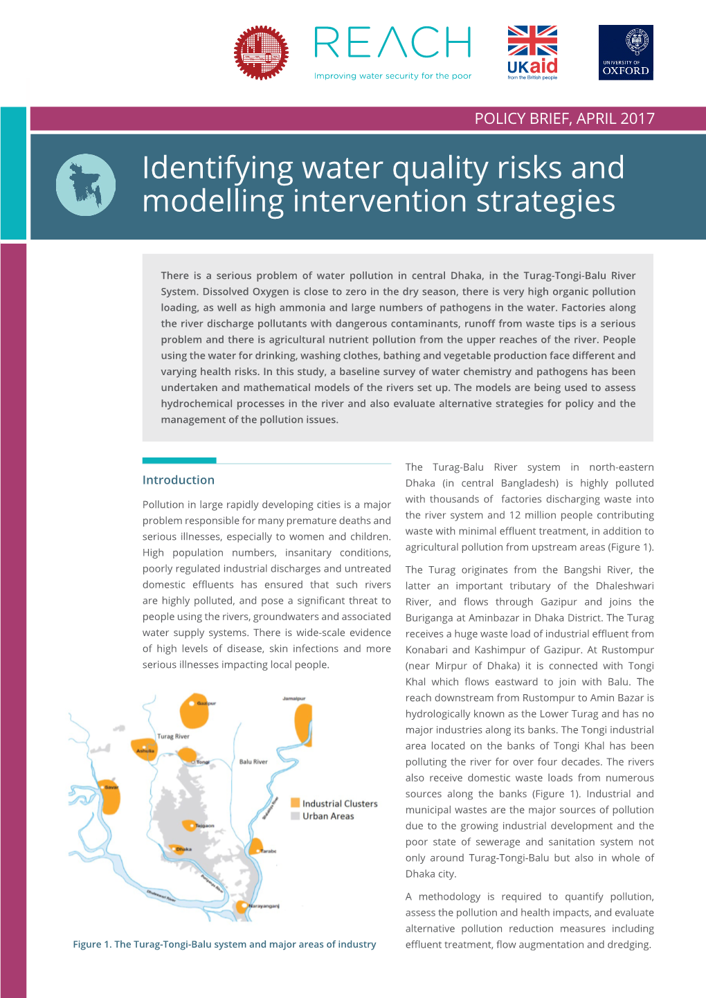 Identifying Water Quality Risks and Modelling Intervention Strategies