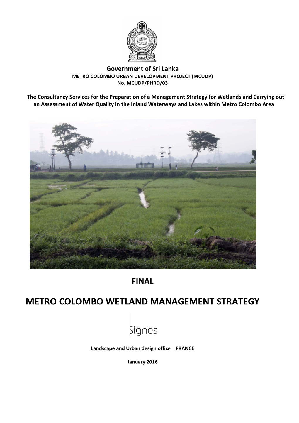 Metro Colombo Wetland Management Strategy